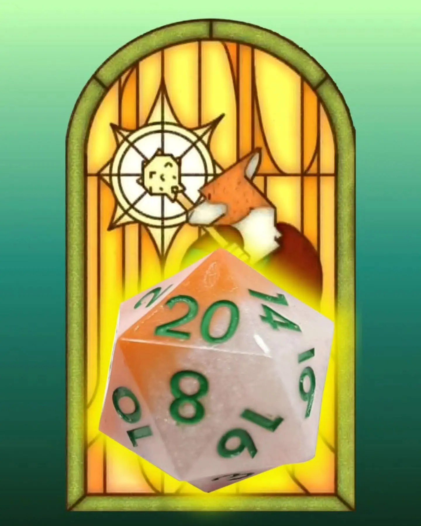 dé 20 personnalisé à l'image d'un personnage de Donjon et Dragon