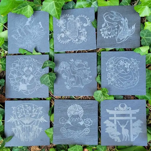 Dessous de verre Yoake en ardoise (à l'unité)